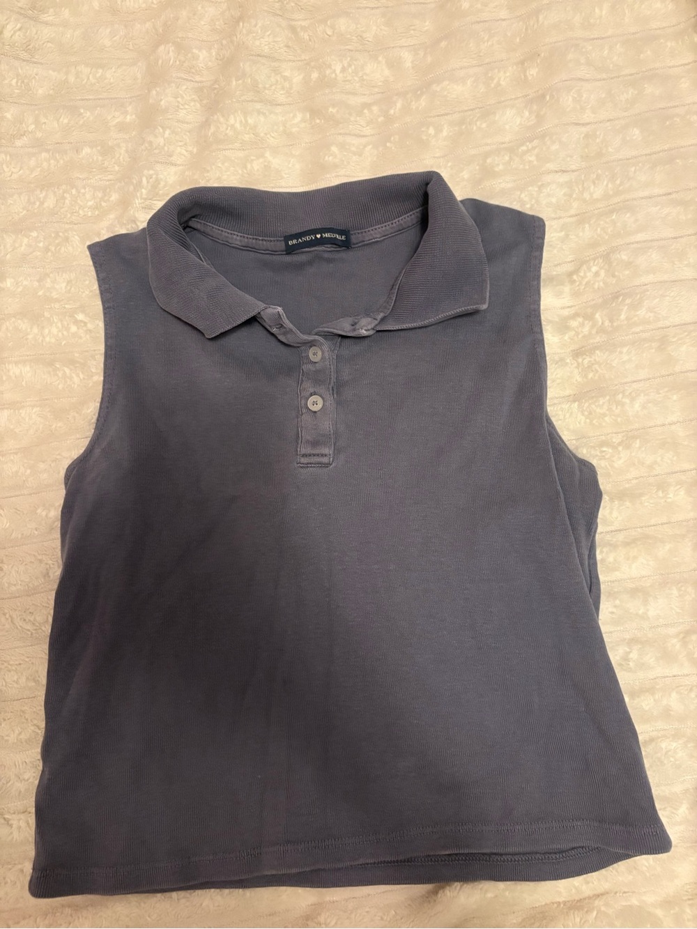 Brandy Melville Blue Sleeveless Polo Tank